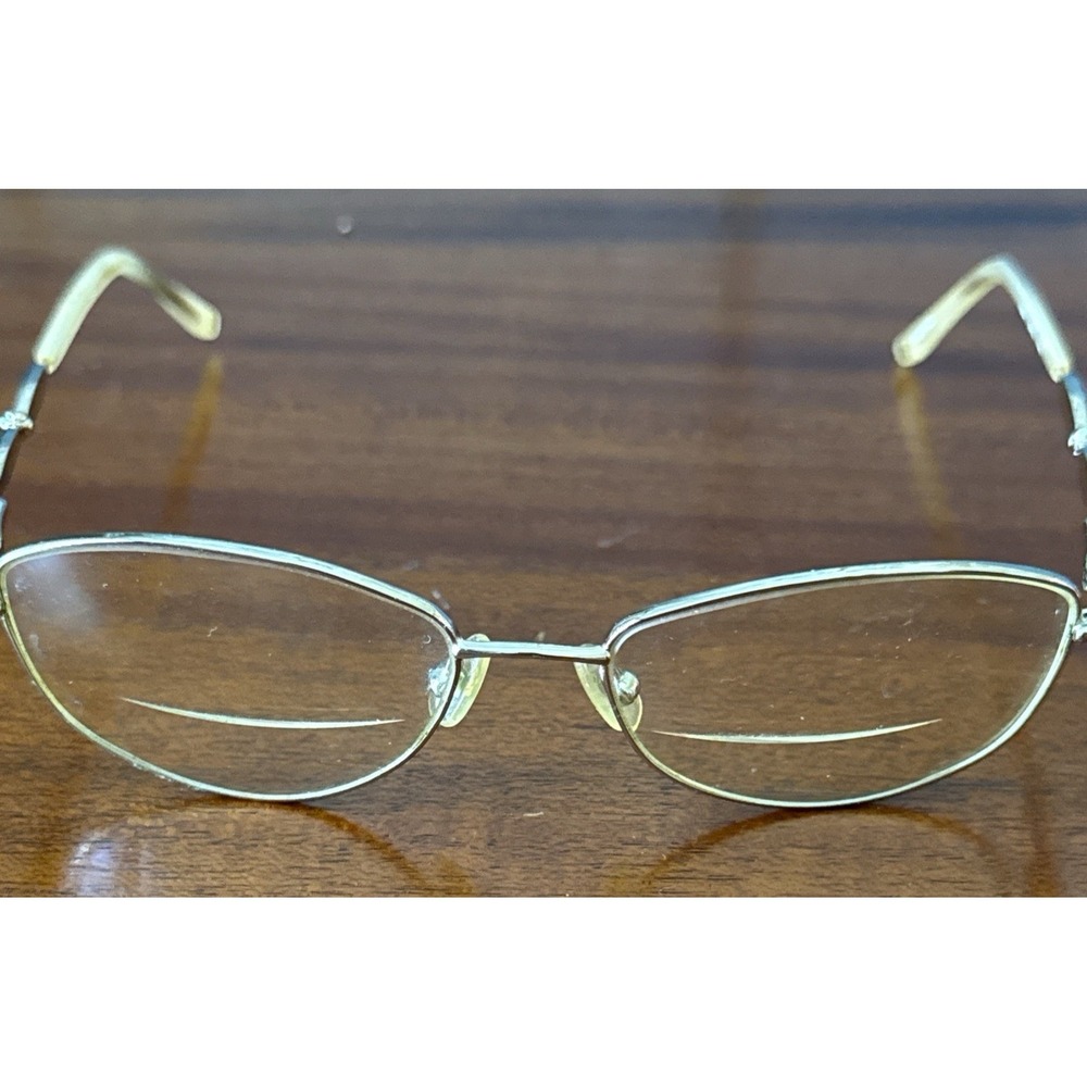 Liz Claiborne Eyeglass Frames 3YG 130 Gold Tone‎ Women's Semi Rimless Oval Link